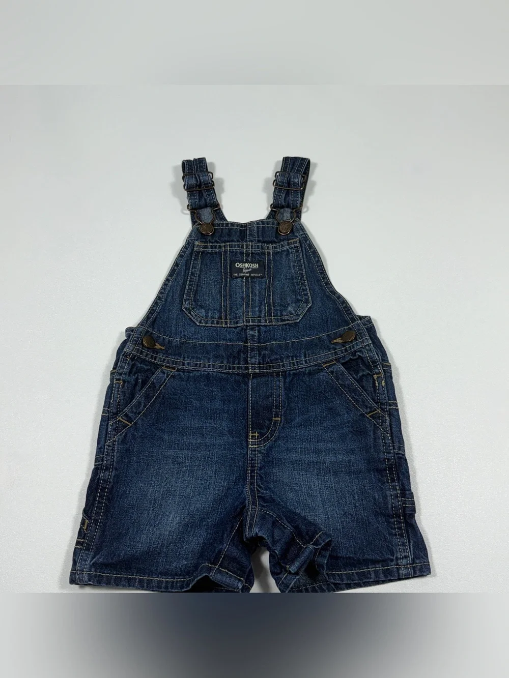 OshKosh B’gosh Boys 18M Denim Shortalls Blue Cotton Overalls Shorts